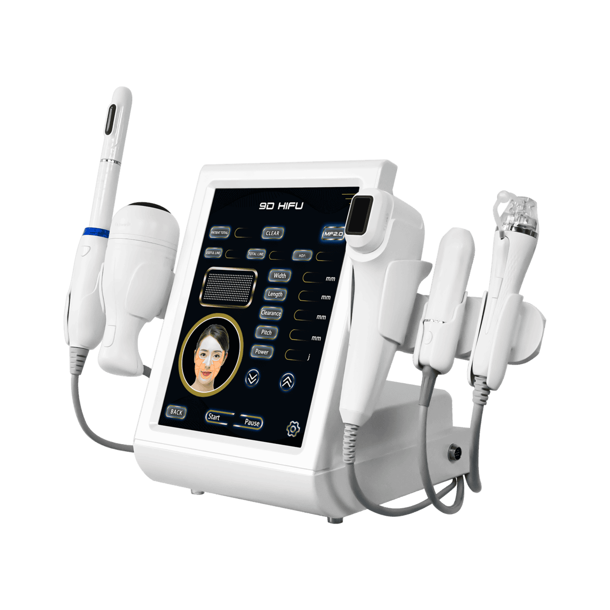 Macchina HIFU focalizzata 9D/7D Terapia HIFU 5 in 1 Ultrasuoni focalizzati ad alta intensità Terapia HIFU per la prostata Terapia HIFU per viso e vagina HIFU, Vmax HIFU, RF, Llpo HIFU Rassodamento vaginale HIFU